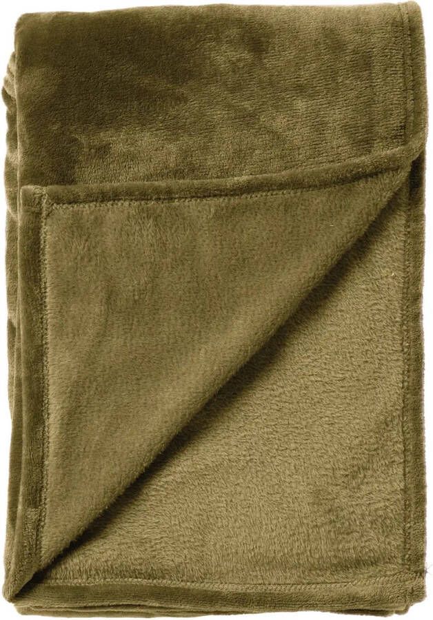 Dutch Decor BILLY Plaid 150x200 cm flannel fleece superzacht Military Olive groen