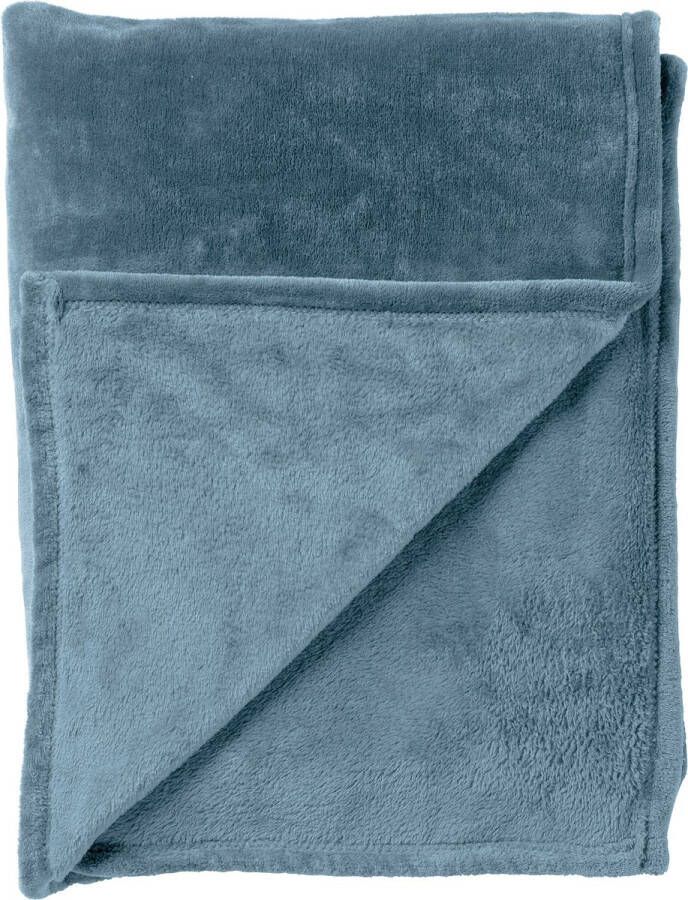Dutch Decor CHARLIE Plaid 200x220 cm extra grote fleece deken effen kleur Provincial Blue blauw