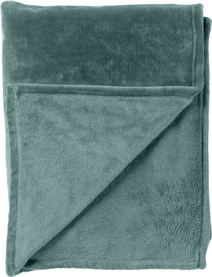 Dutch Decor CHARLIE Plaid 200x220 cm extra grote fleece deken effen kleur Sagebrush Green groen