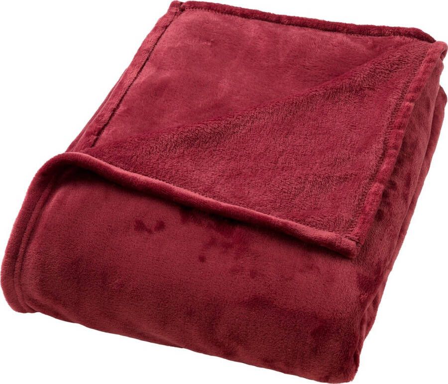 Dutch Decor BILLY Plaid 150x200 cm flannel fleece superzacht Merlot rood bordeaux Deken