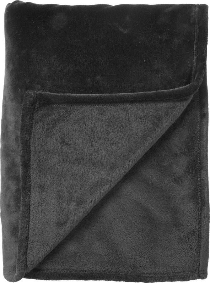 Dutch Decor CHARLIE Plaid 200x220 cm extra grote fleece deken effen kleur Raven zwart Deken