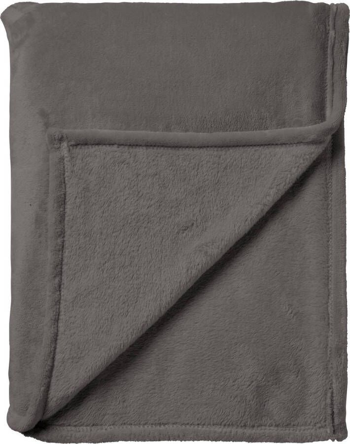 Dutch Decor CHARLIE Plaid 200x220 cm extra grote fleece deken effen kleur Driftwood taupe