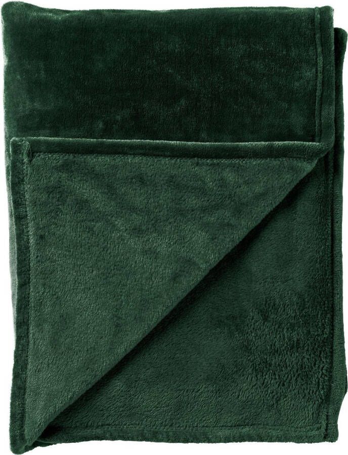Dutch Decor CHARLIE Plaid 200x220 cm extra grote fleece deken effen kleur Mountain View donkergroen