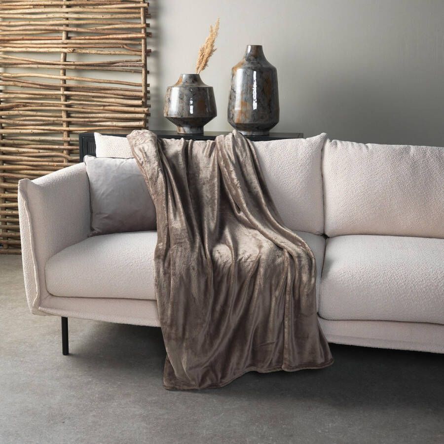 Dutch Decor CHARLIE Plaid Driftwood 200x220 cm taupe