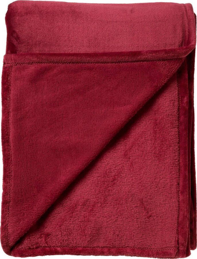 Dutch Decor CHARLIE Plaid 200x220 cm extra grote fleece deken effen kleur Merlot rood bordeaux Deken