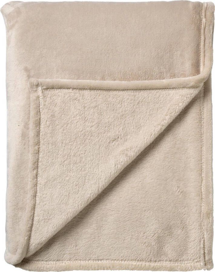 Dutch Decor CHARLIE Plaid 200x220 cm extra grote fleece deken effen kleur Pumice Stone beige Deken