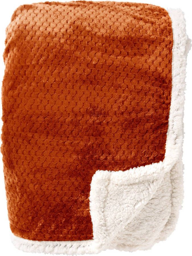 Dutch Decor CODY Plaid 150 x200 cm fleece deken met sherpa voering Potters Clay oranje terra Deken