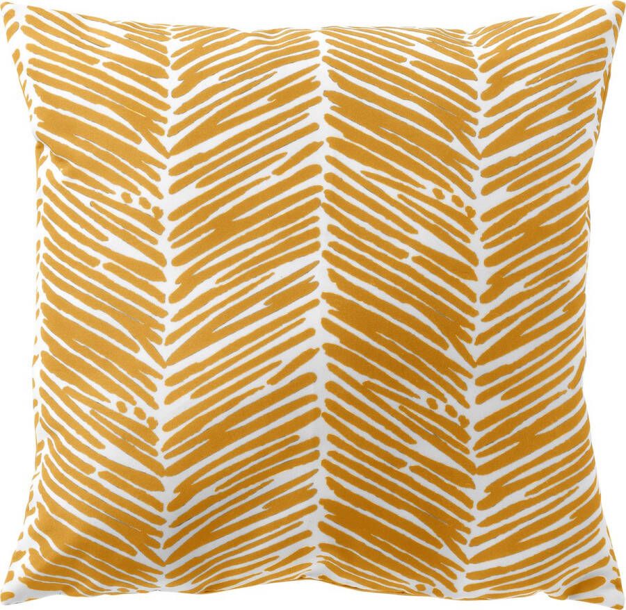 Dutch Decor DEAN Outdoor Kussenhoes 45x45 cm waterafstotend en uv-bestendig gestreept Golden Glow wit en gee