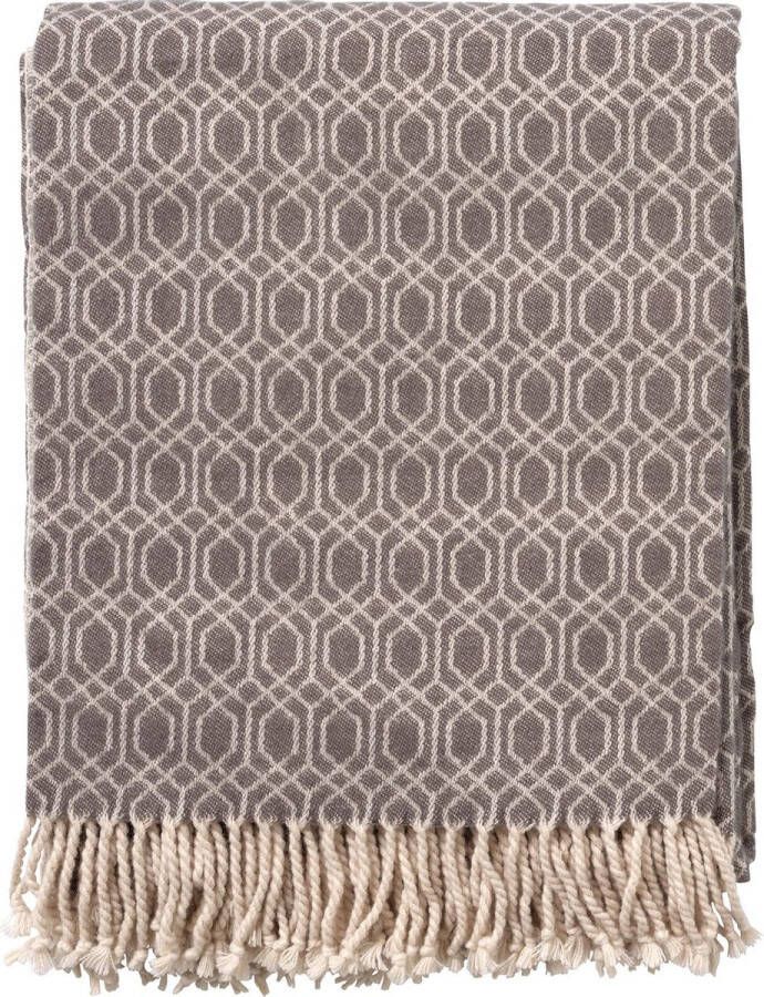 Dutch Decor ELODIE Plaid 140x180 cm deken met geometrich patroon en franjes Charcoal Gray multicolor