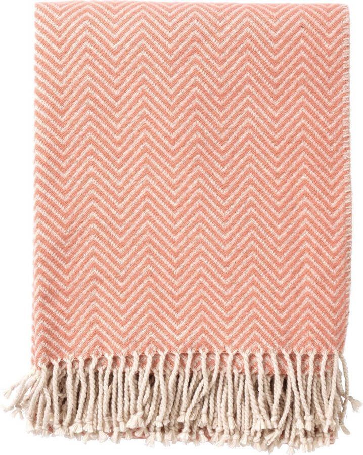 Dutch Decor EVONY Plaid 140 x180 cm deken met zigzag patroon en franjes Muted Clay roze