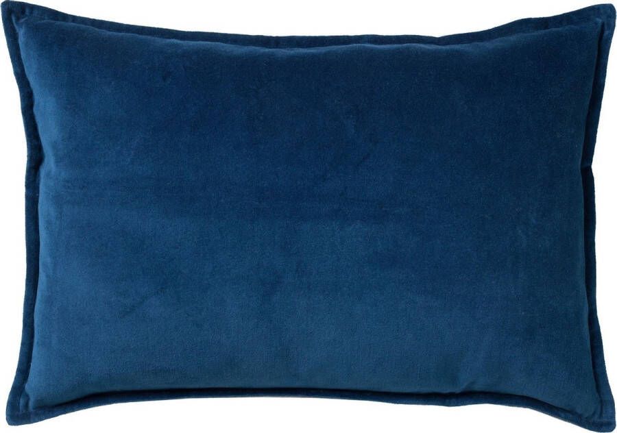 Dutch Decor FAY Kussenhoes 40x60 cm velvet met 2 kleuren Insignia Blue + Charcoal Gray blauw en antraciet