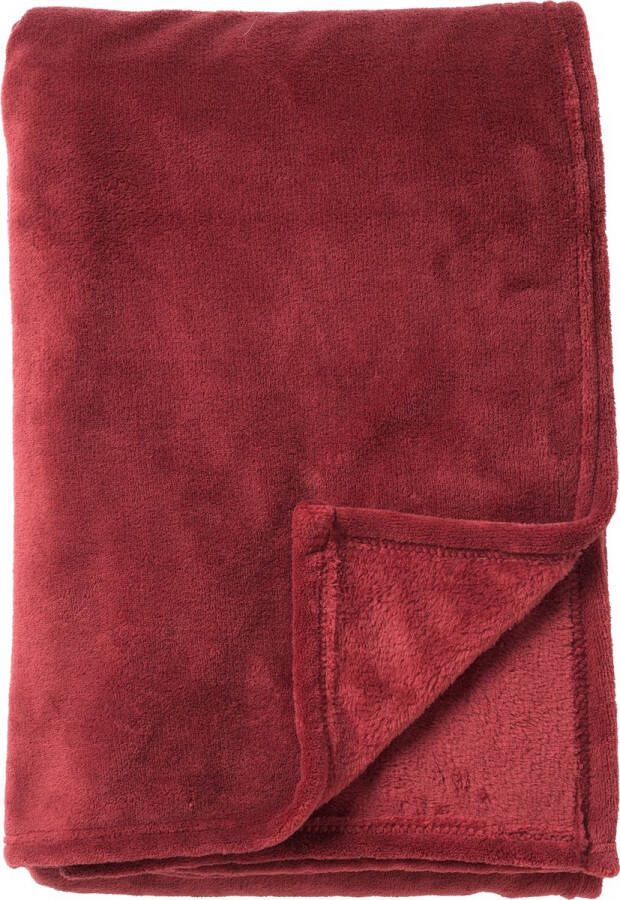 Dutch Decor HARVEY Plaid 150x200 cm superzachte deken van fleece Merlot bordeaux rood Mooie kwaliteit