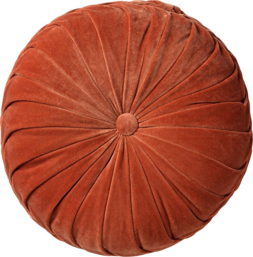 Dutch Decor KAJA Sierkussen rond velvet Potters Clay 40 cm oranje