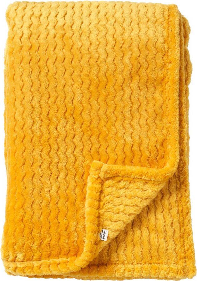 Dutch Decor MARA Plaid 150x200 cm superzachte deken met zigzagpatroon Golden Glow geel