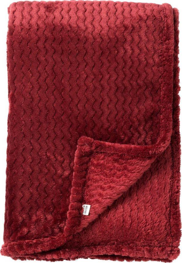 Dutch Decor MARA Plaid 150x200 cm superzachte deken met zigzagpatroon Merlot rood bordeaux