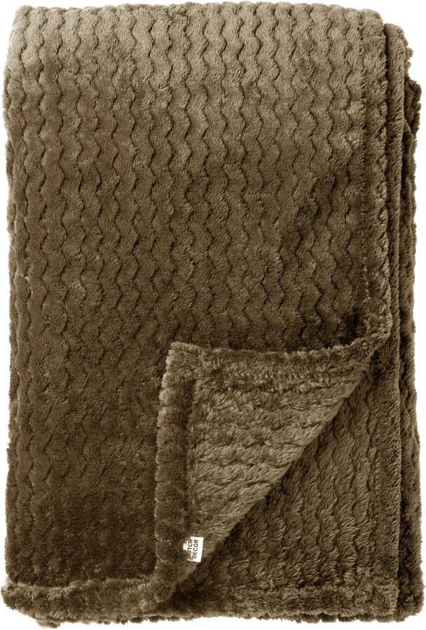 Dutch Decor MARA Plaid 150x200 cm superzachte deken met zigzagpatroon Military Olive groen