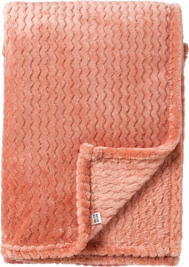 Dutch Decor MARA Plaid 150x200 cm superzachte deken met zigzagpatroon Muted Clay roze