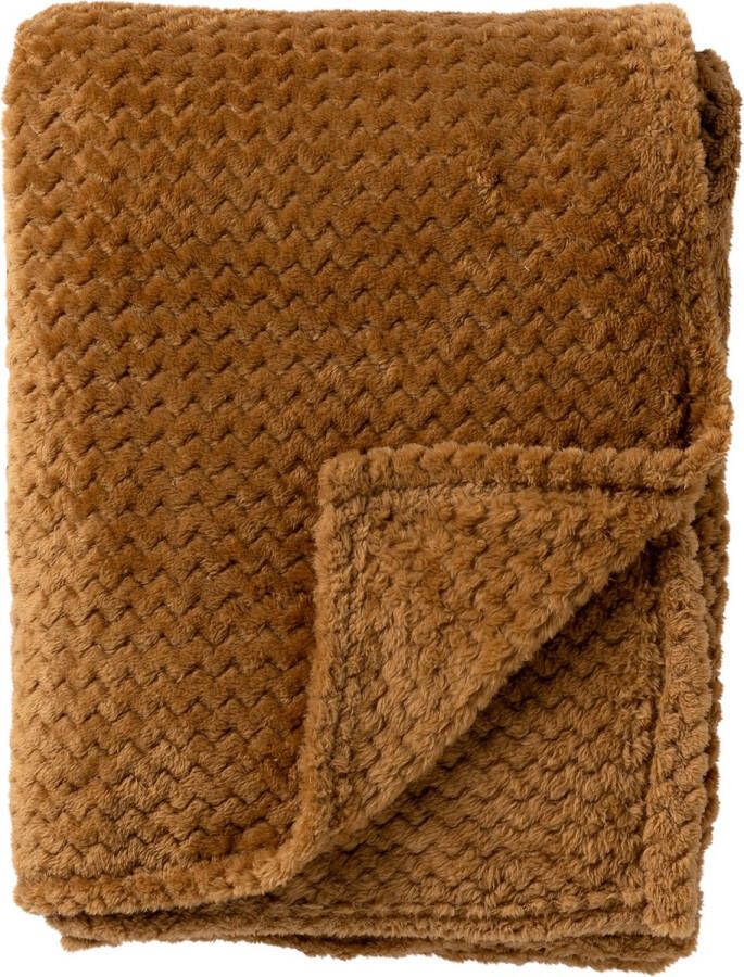 Dutch Decor MARA Plaid 150x200 cm superzachte deken met zigzagpatroon Tobacco Brown bruin