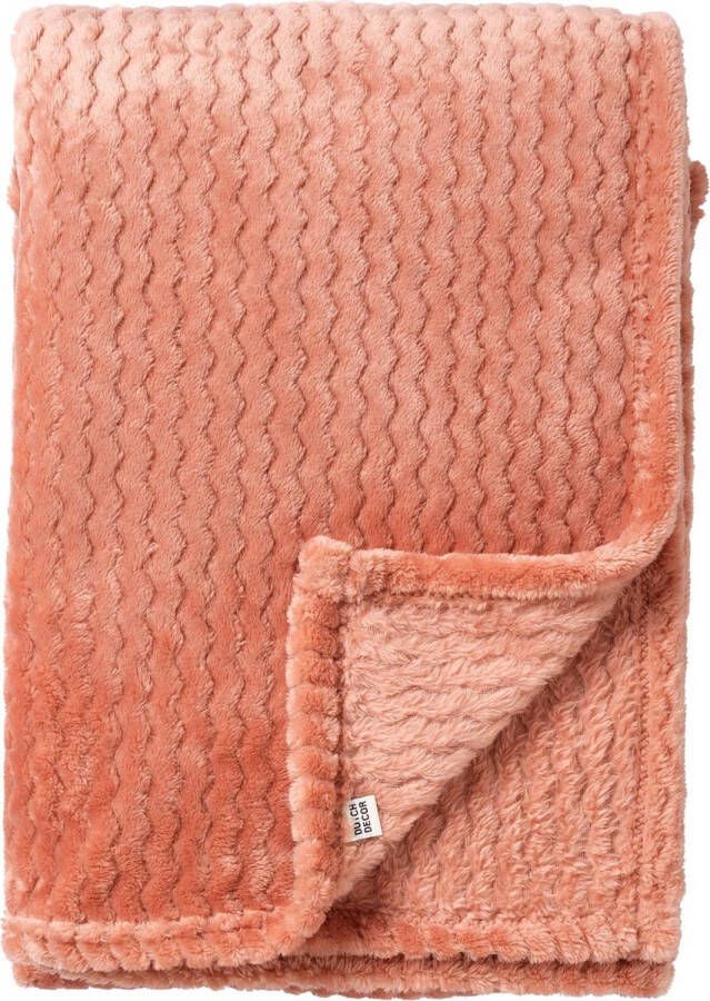 Dutch Decor MARA Plaid 150x200 cm Muted Clay roze effen zigzag patroon superzacht Deken