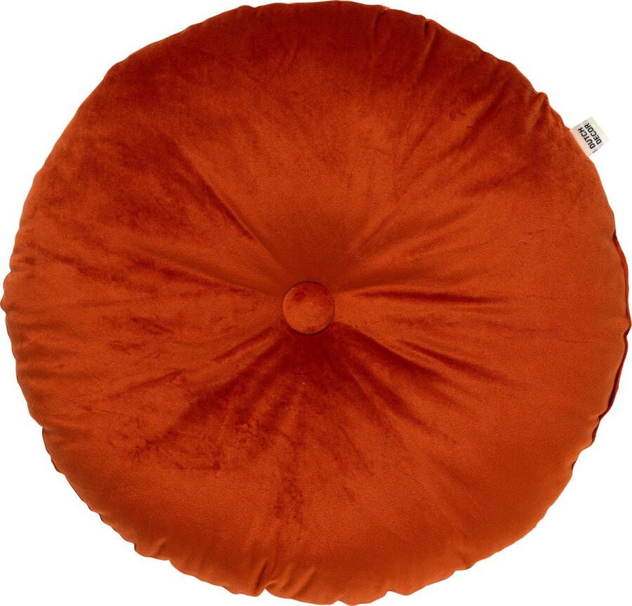 Dutch Decor OLLY Sierkussen rond velvet Ø40 cm Potters Clay oranje terracotta