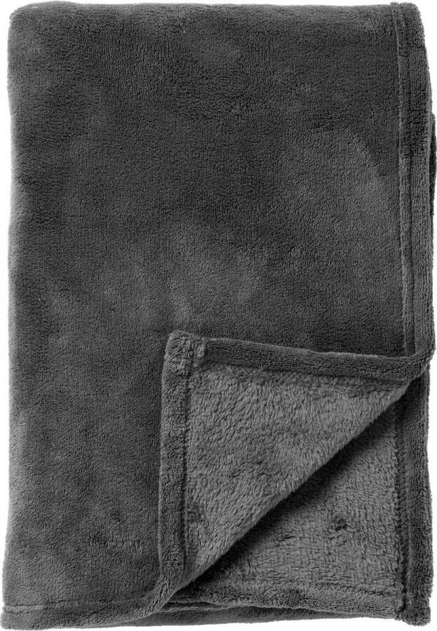 Dutch Decor OWEN Plaid 130x160 cm coral fleece deken heerlijk zacht Charcoal Gray antraciet