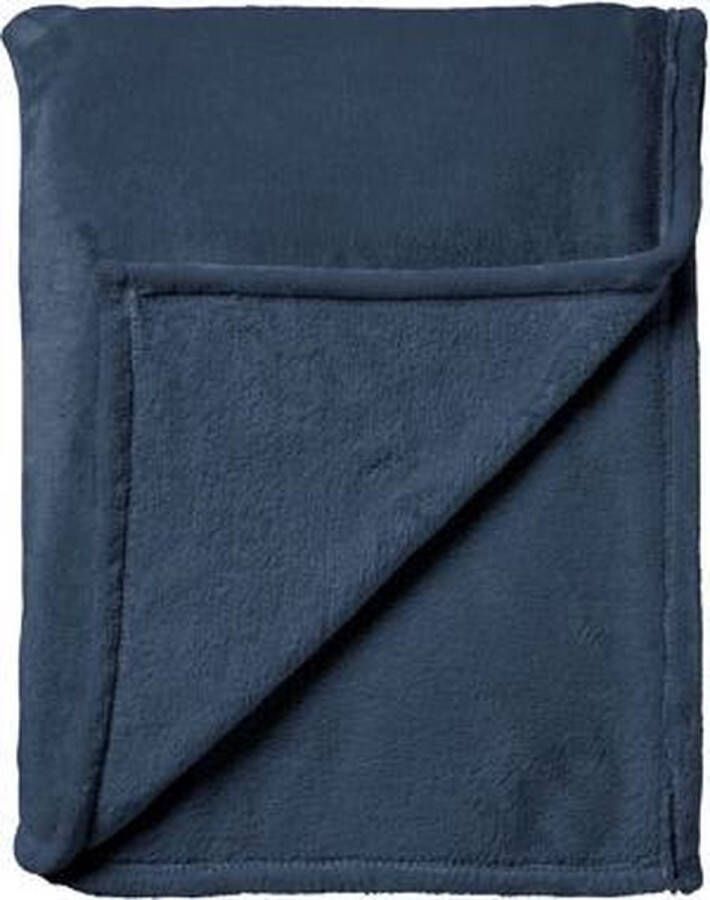 Dutch Decor CHARLIE Plaid 200x220 cm extra grote fleece deken effen kleur Insignia Blue blauw Deken