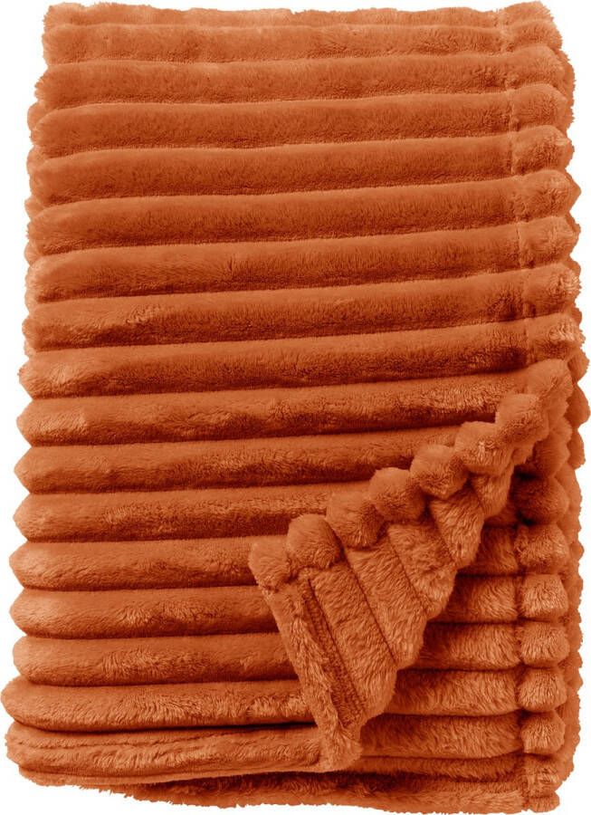 Dutch Decor RICKY Plaid 150x200 cm superzacht warm en donzig Potters Clay oranje terra