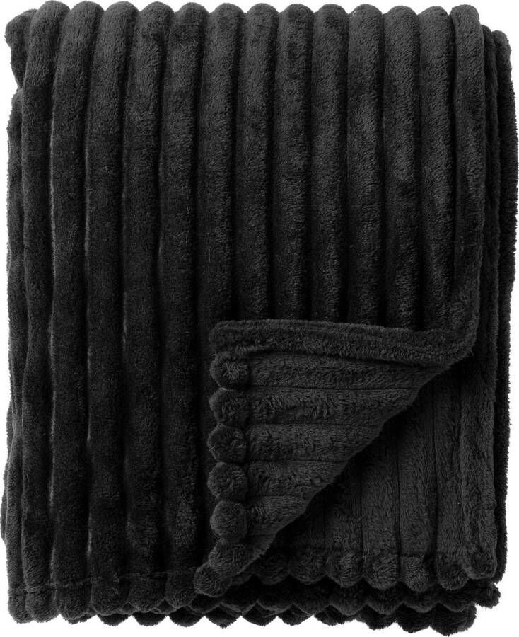 Dutch Decor RICKY Plaid 150x200 cm superzacht warm en donzig Raven zwart