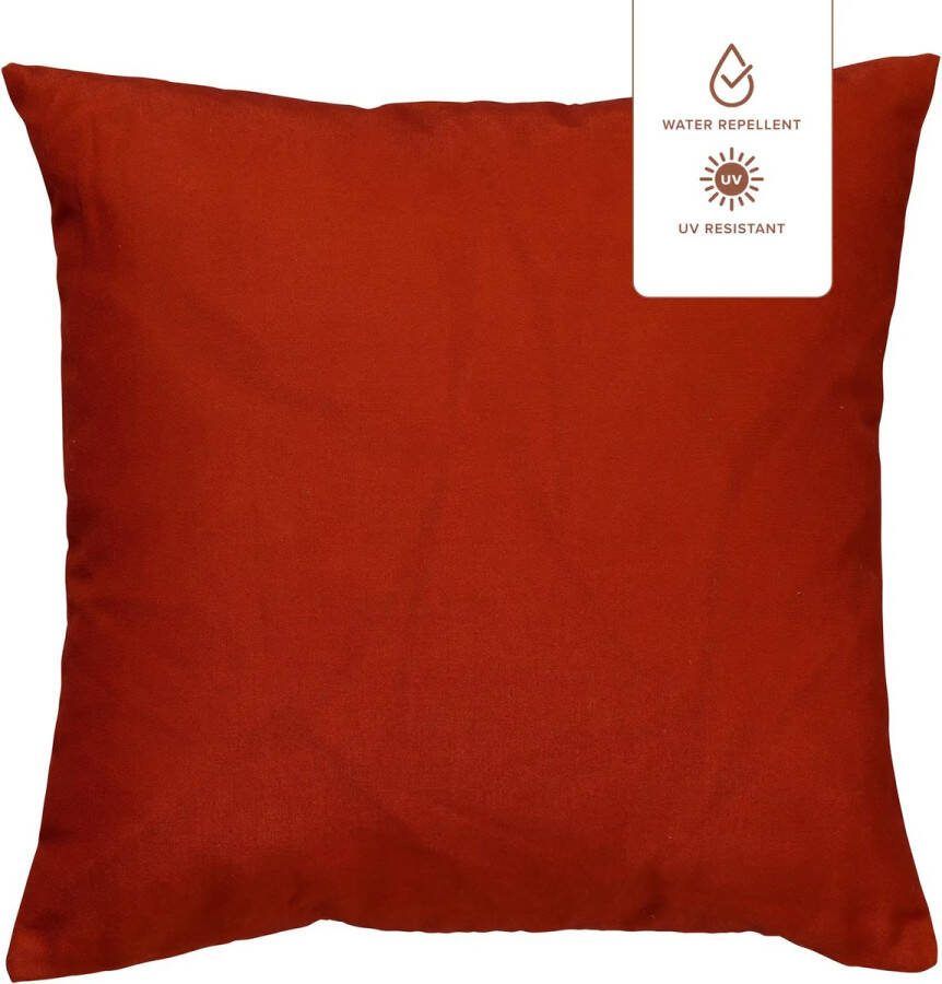 Dutch Decor SANTORINI Buitenkussen 45x45 cm outdoor waterafstotend en uv-bestendig Potters Clay oranje Tuinsierkussen