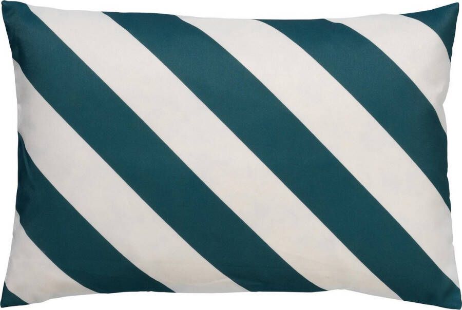 Dutch Decor SANZENO Outdoor Sierkussen 40x60 cm waterafstotend en uv-bestendig gestreept Sagebrush Green wit en groen Tuinsierkussen
