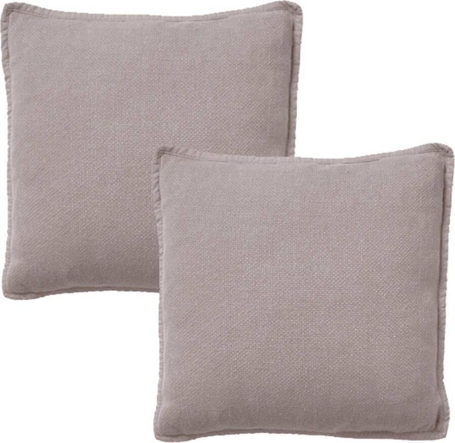 Dutch Decor Set van 2 Kussenhoezen BOWIE 45x45 cm unikleur katoen Driftwood taupe