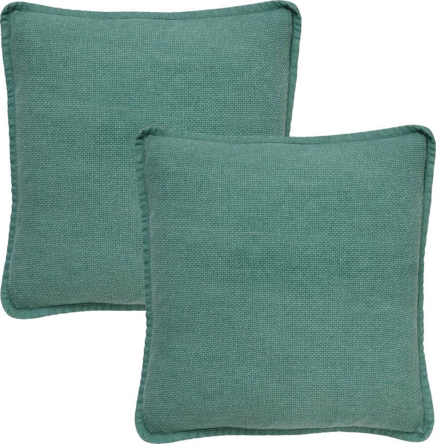 Dutch Decor Set van 2 Kussenhoezen BOWIE 45x45 cm unikleur katoen Jadeite lichtgroen