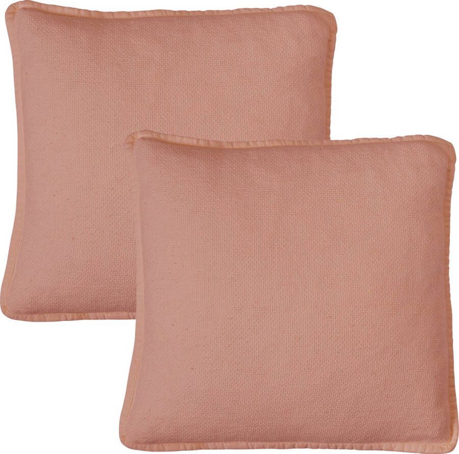 Dutch Decor Set van 2 Kussenhoezen BOWIE 45x45 cm unikleur katoen Muted Clay roze