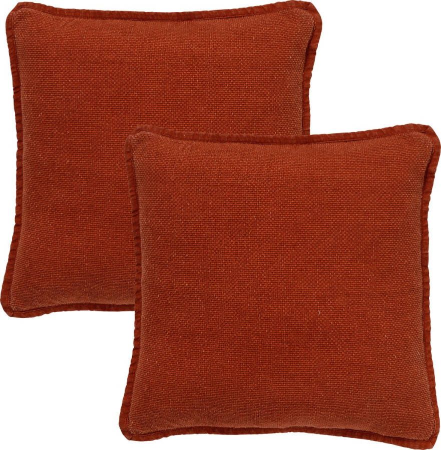 Dutch Decor Set van 2 Kussenhoezen BOWIE 45x45 cm unikleur katoen Potters Clay oranje