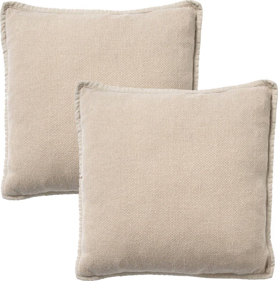 Dutch Decor Set van 2 Kussenhoezen BOWIE 45x45 cm unikleur katoen Pumice Stone beige