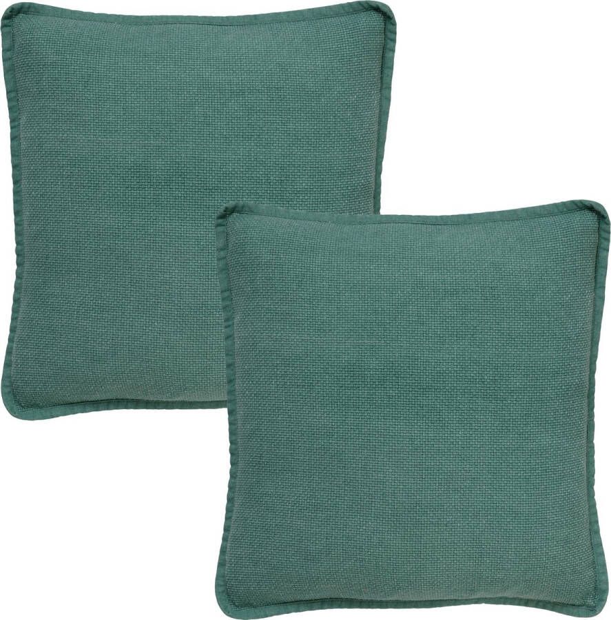 Dutch Decor Set van 2 Kussenhoezen BOWIE 45x45 cm unikleur katoen Sagebrush Green groen