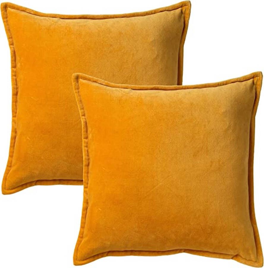 Dutch Decor Set van 2 Kussenhoezen CAITH 50x50 cm Velvet Golden Glow Geel unikleur