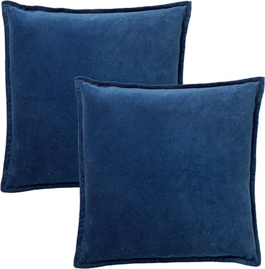 Dutch Decor Set van 2 Kussenhoezen CAITH 50x50 cm Velvet Insignia Blue Donkerblauw unikleur