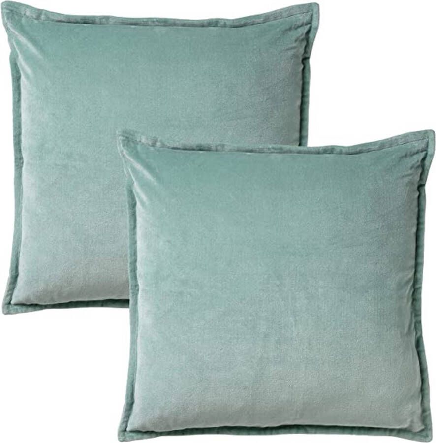 Dutch Decor Set van 2 Kussenhoezen CAITH 50x50 cm Velvet Jadeite Lichtgroen unikleur