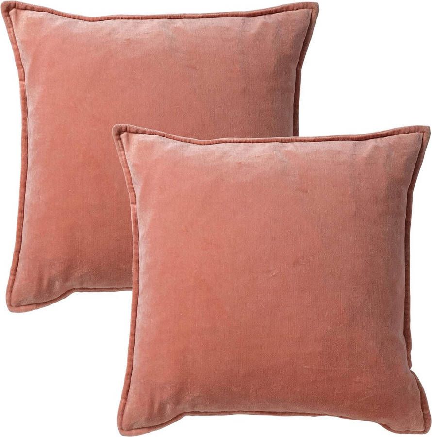 Dutch Decor Set van 2 Kussenhoezen CAITH 50x50 cm Velvet Muted Clay roze unikleur