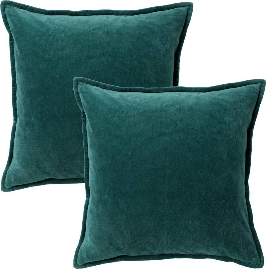 Dutch Decor Set van 2 Kussenhoezen CAITH 50x50 cm Velvet Sagebrush Green groen unikleur