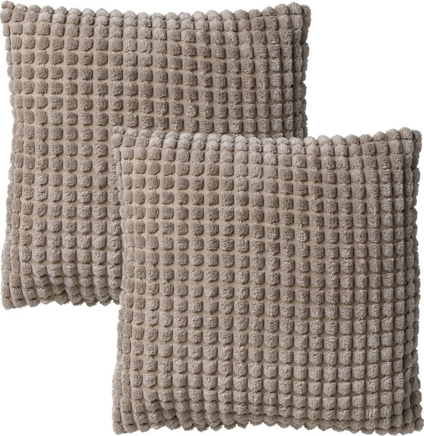 Dutch Decor Set van 2- ROME- Kussenhoezen unikleur Pumice Stone 45x45 cm Beige