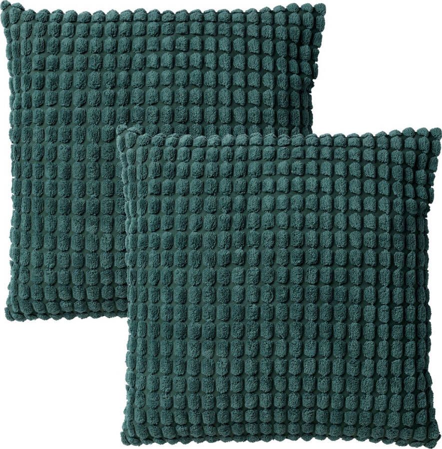 Dutch Decor Set van 2- ROME- Kussenhoezen unikleur Sagebrush Green 45x45 cm Groen