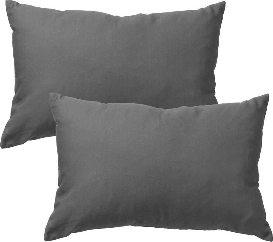 Dutch Decor Set van 2 SANTORINI Kussenhoezen outdoor 40x60 cm Charcoal Grey waterafstotend en uv-bestendig grijs