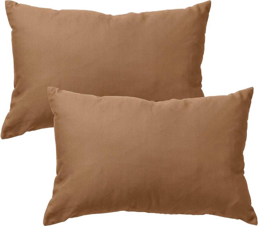 Dutch Decor Set van 2 SANTORINI Kussenhoezen outdoor 40x60 Tobacco Brown waterafstotend en uv-bestendig bruin