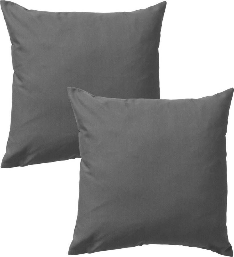 Dutch Decor Set van 2 SANTORINI Kussenhoezen outdoor 45x45 cm Charcoal Grey waterafstotend en uv-bestendig grijs