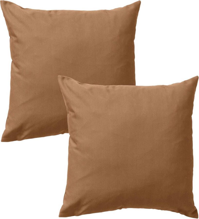 Dutch Decor Set van 2 SANTORINI Kussenhoezen outdoor 45x45 cm Tobacco Brown waterafstotend en uv-bestendig bruin