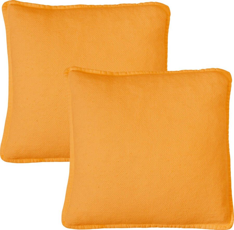 Dutch Decor Set van 2 Sierkussens BOWIE 45x45 cm Golden Glow geel – unikleur – inclusief binnenkussens gewassen katoen