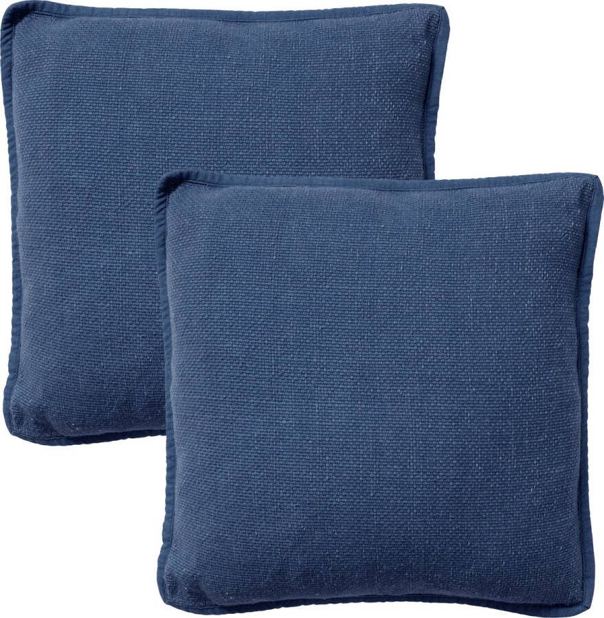 Dutch Decor Set van 2 Sierkussens BOWIE 45x45 cm Insignia Blue blauw – unikleur – inclusief binnenkussens gewassen katoen