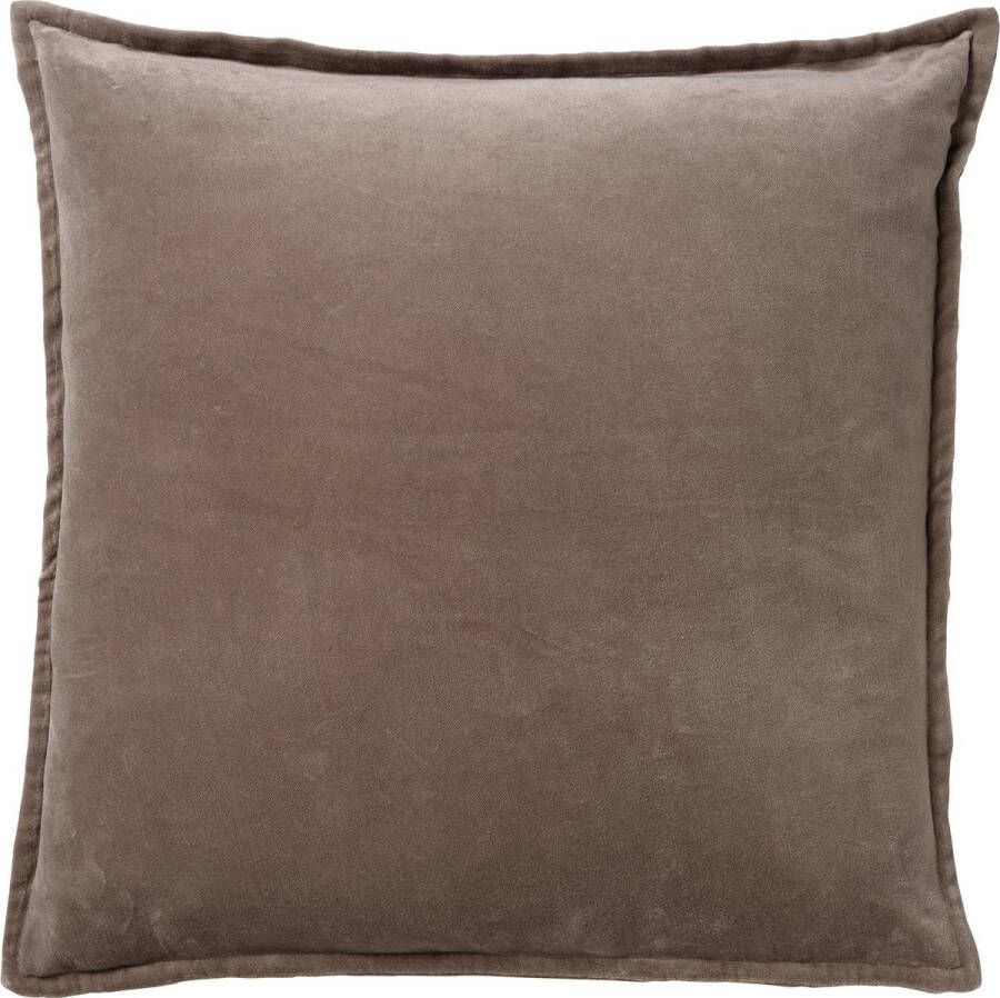 Dutch Decor Set van 2 Sierkussens CAITH 50x50 cm Velvet Driftwood taupe – unikleur – inclusief binnenkussens